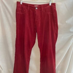 CAbi Red Low-Rise Corduroy Straight-Leg Pants
